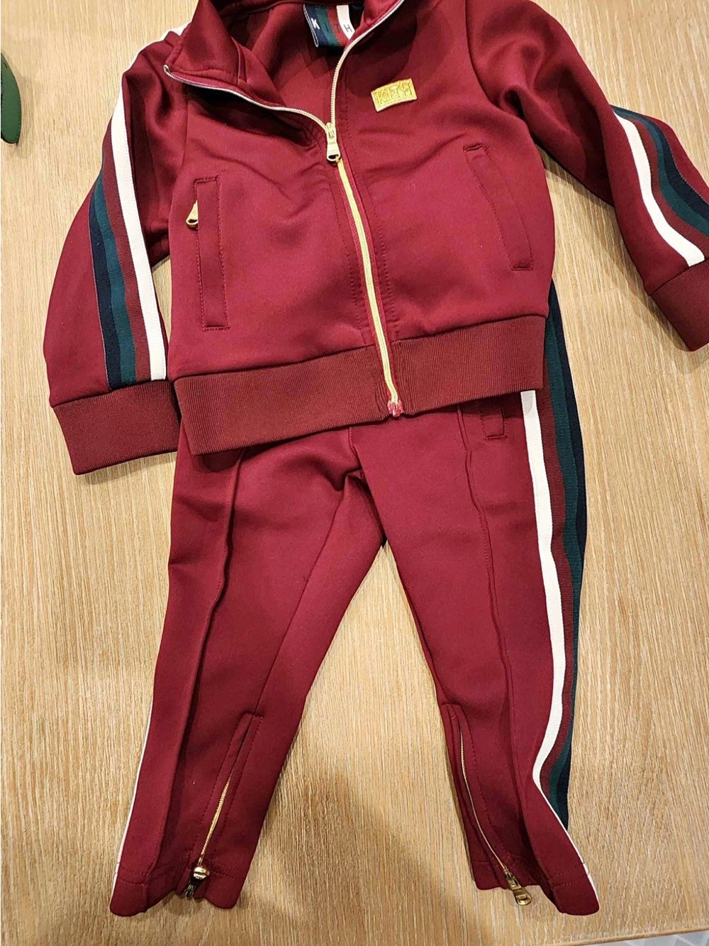 Kith Burgundy Kids Track Joggers with Side Stripes 2t